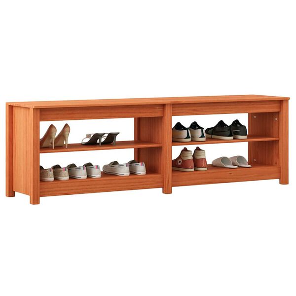 vidaXL Shoe Bench Wax brown 160 x 36.5 x 50 cm Solid pine wood