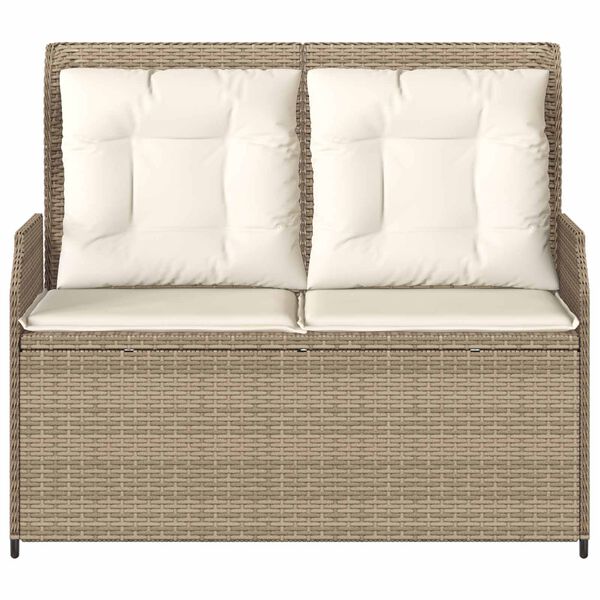 vidaXL Garden Bench Beige Poly Rattan