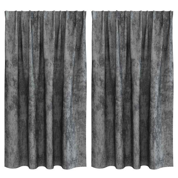 vidaXL Velvet Curtains with Curtains 2 pcs Grey 140 x 140 cm Velvet