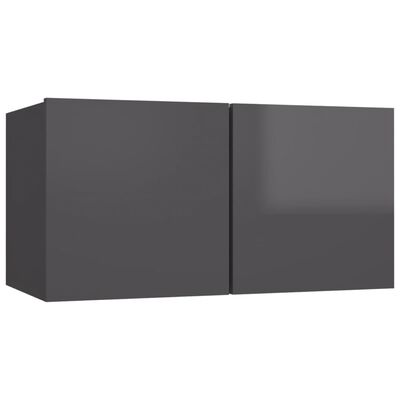 vidaXL 10 Piece TV Cabinet Set High Gloss Grey Engineered Wood