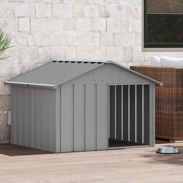 vidaXL Dog House Grey 116.5x103x81.5 cm Galvanised Steel