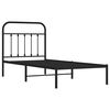 vidaXL Metal Bed Frame without Mattress with Headboard Black 90x200cm