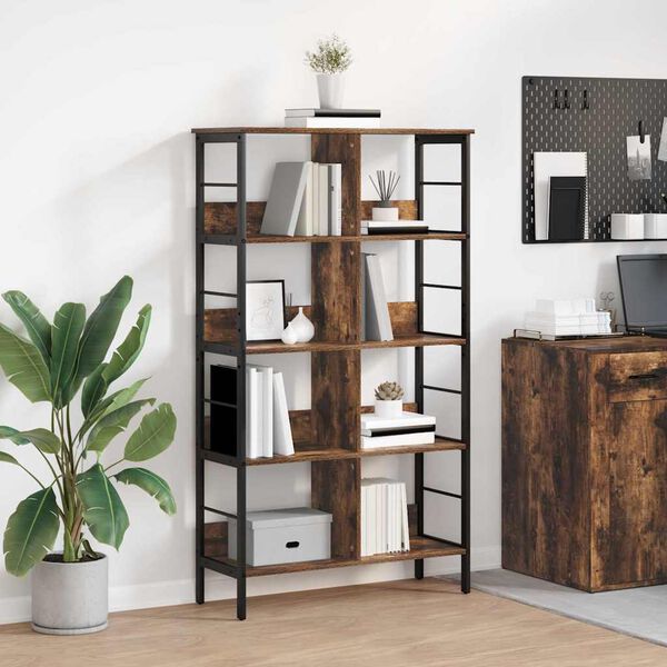 vidaXL Bookshelf Smoked Oak 82 x 32 x 144.5 cm Engineered Wood