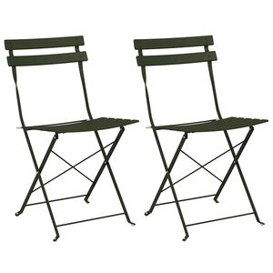 vidaXL Garden Folding Chair 2 pcs Green Metal