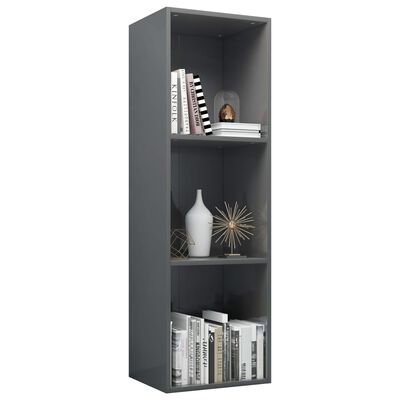 vidaXL Book Cabinet/TV Cabinet High Gloss Grey 36x30x114 cm Engineered Wood