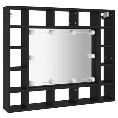 vidaXL LED Mirror Cabinet Black 91x15x76.5 cm