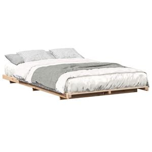 vidaXL Floor Bed Frame Brown 135 x 190 cm Solid pine wood