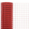vidaXL Chicken Wire Fence Steel with PVC Coating 10x1 m Red