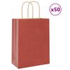 vidaXL Paper Bags 50 pcs with Handles Red 21x11x28 cm