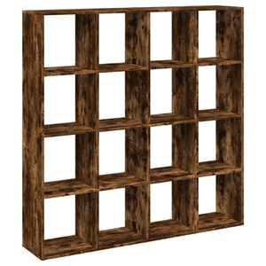 vidaXL Book Cabinet Smoked Oak 137.5x29x137.5 cm Engineered Wood
