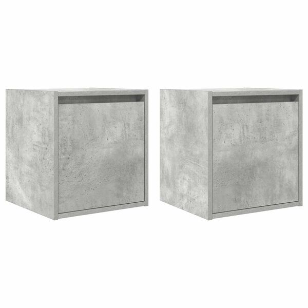 vidaXL Wall-Mounted Bedside Cabinets 2 pcs Concrete Grey 38x34x40 cm