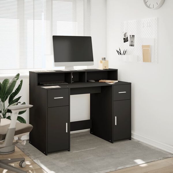 vidaXL Desk with LED Lights Black 120x55x91 cm Engineered Wood