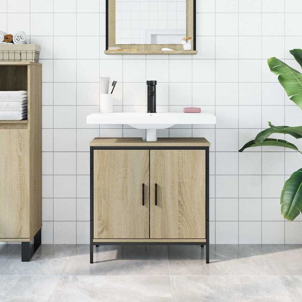 vidaXL Bathroom Sink Cabinet Sonoma Oak 60x30x60 cm Engineered Wood