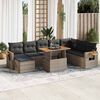 vidaXL 9 Piece Garden Sofa Set with Cushions Grey Poly Rattan Acacia