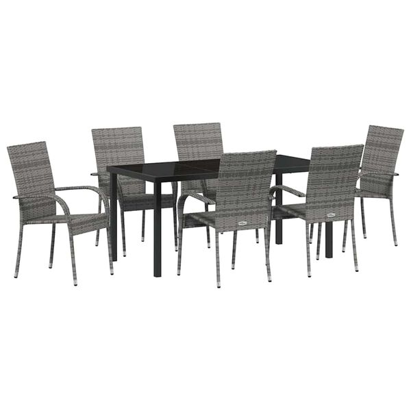 vidaXL Garden Dining Set 7 pcs Grey Powder-Coated Steel