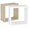 vidaXL Wall Cube Shelves 2 pcs White and Sonoma Oak 30x15x30 cm