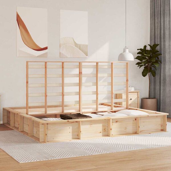 vidaXL Bed Frame Brown 180 x 200 cm Solid Pine Wood