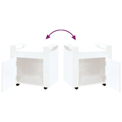 vidaXL Desk Trolley High Gloss White 60x45x60 cm Engineered Wood