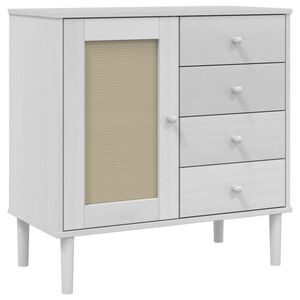 vidaXL Sideboard SENJA Rattan Look White 80x40x80 cm Solid Wood Pine