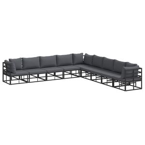 vidaXL Garden Sofa Set with Cushion 9 pcs Black Aluminium