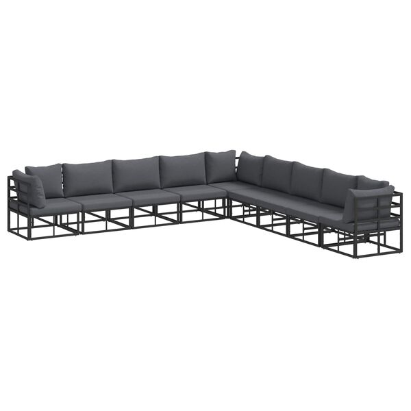 vidaXL Garden Sofa Set with Cushion 9 pcs Black Aluminium
