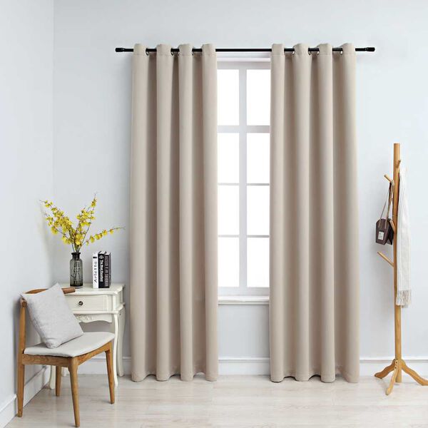 vidaXL Blackout Curtains with Metal Rings 2 pcs Beige 140x245 cm