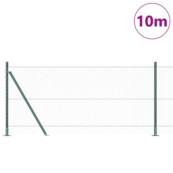 vidaXL Fence Post Green 10 x 1 m (25 mm mesh) Steel and PVC