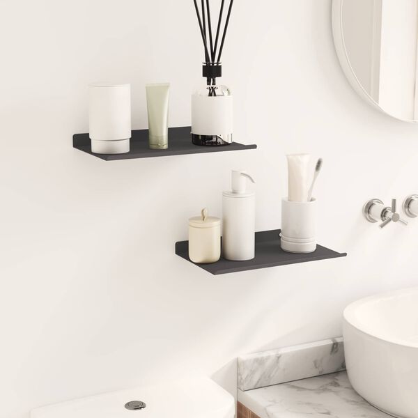 vidaXL Floating Shelf 2 pcs Black 30 x 17.5 x 2.5 cm Steel