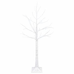 vidaXL Birch Christmas Tree White 22 x 22 x 120 cm Plastic 174 LEDs