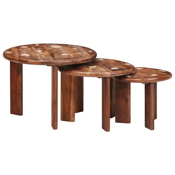 vidaXL Nesting Coffee Tables 3 pcs Multicolour Solid Reclaimed Wood