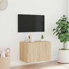 vidaXL TV Wall Cabinet with LED Lights Sonoma Oak 60x35x41 cm