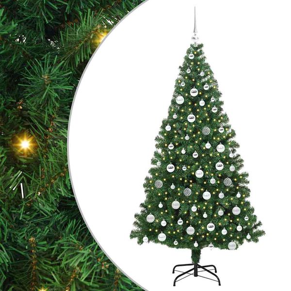 vidaXL Artificial Christmas Tree with 300 LEDs with Stand Green 180 cm