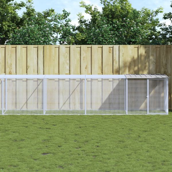 vidaXL Chicken Cage with Roof Light Grey 1003x98x90 cm Galvanised Steel
