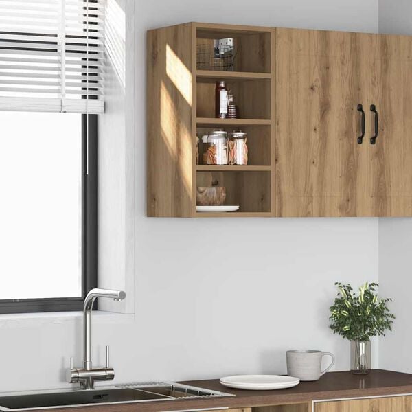 vidaXL Hanging Cabinet Riga Artisan Oak 30x29.5x60 cm Engineered Wood