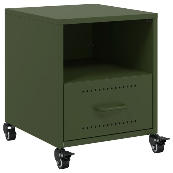 vidaXL Bedside Cabinet Olive Green 36x39x43.5 cm Steel