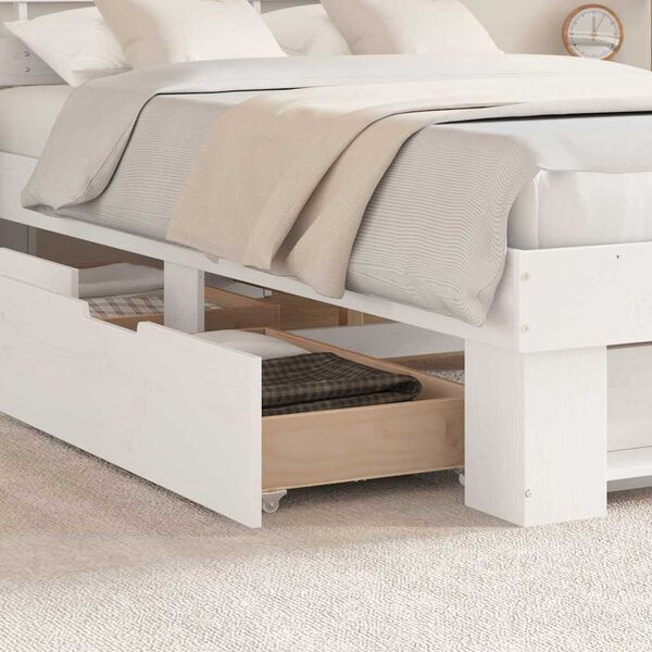 vidaXL Bed Frame with Headboard White 135 x 190 cm Solid Pine Wood
