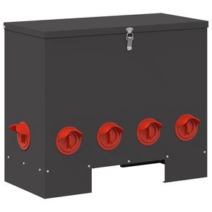 vidaXL Chicken Feeder Black 60.5 x 29 x 51 cm 25 kg Cold-Rolled Steel