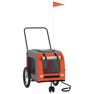 vidaXL Pet Bike Trailer | Orange and Grey | Oxford fabric, Iron, PVC | Compact