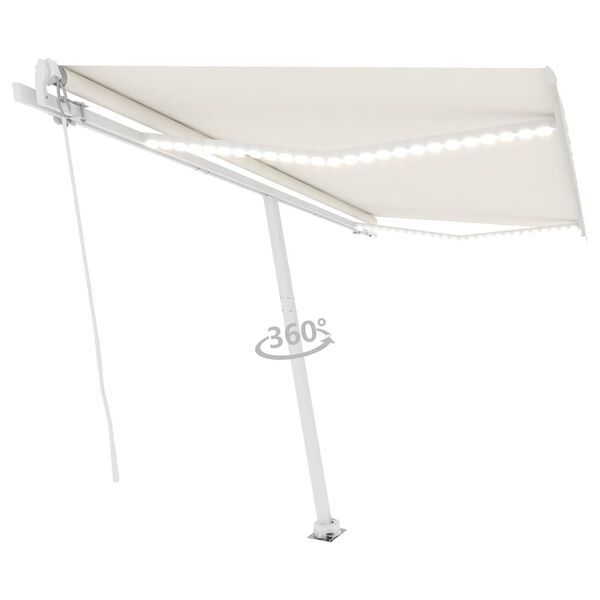 vidaXL Manual Retractable Awning with LED 400x350 cm Cream