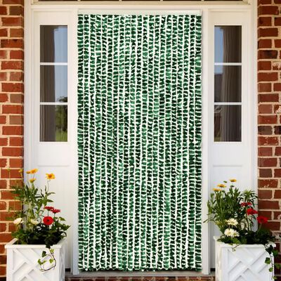 vidaXL Fly Curtain Green and White 90x200 cm Chenille