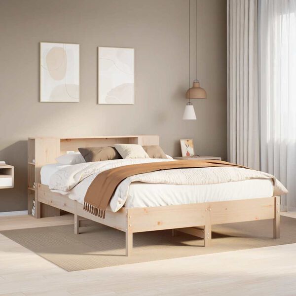 vidaXL Bookcase Bed without Mattress 135x190 cm Double Solid Wood Pine