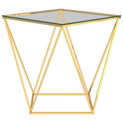 289034 vidaXL Coffee Table Gold and Transparent 50x50x55 cm Stainless Steel