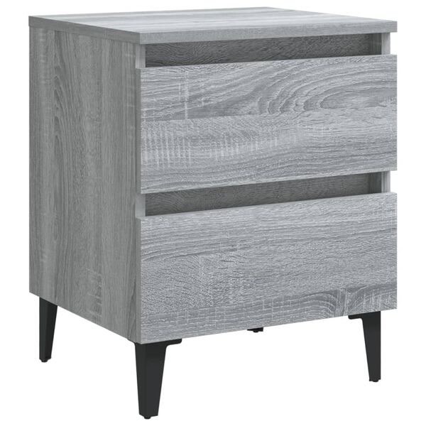 vidaXL Bed Cabinets with Metal Legs 2 pcs Grey Sonoma 40x35x50 cm