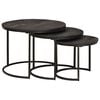 vidaXL Nesting Coffee Tables 3 pcs Black Solid Mango Wood and Steel