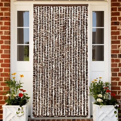 vidaXL Fly Curtain Brown and White 100x230 cm Chenille