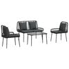 vidaXL Garden Furniture Set 4 pcs Black and Cream Poly Rattan