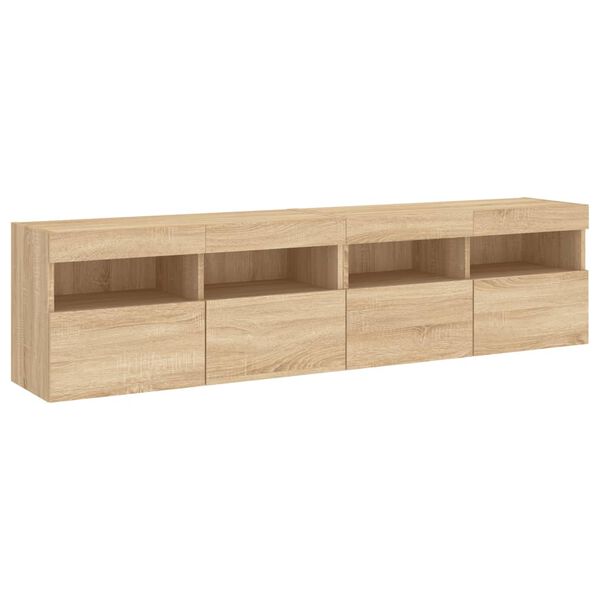 vidaXL TV Wall Cabinets with LED Lights 2 pcs Sonoma Oak 80x30x40 cm