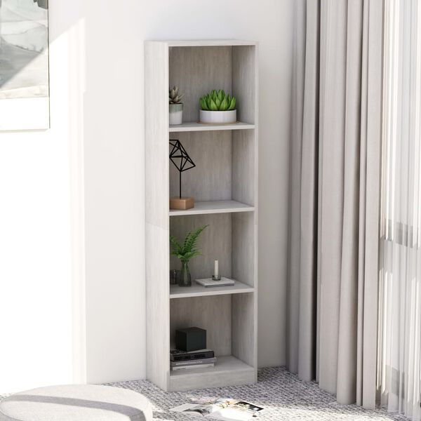 vidaXL 4-Tier Book Cabinet Concrete Grey 40x24x142 cm Engineered Wood