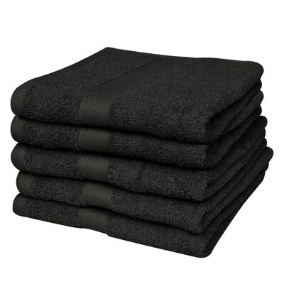vidaXL Home Hand Towel Set 5 pcs Cotton 500 gsm 50x100 cm Black
