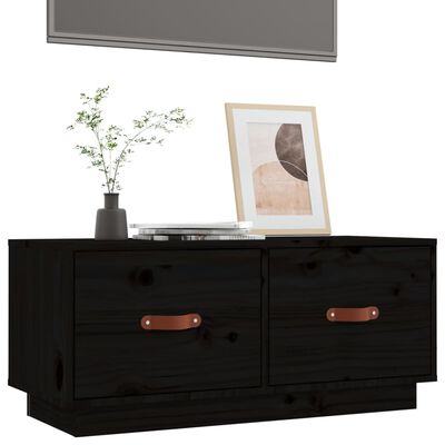 vidaXL TV Cabinet Black 80x34x35 cm Solid Wood Pine